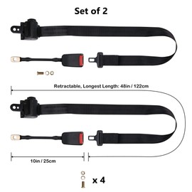 ROSSROLLA Retractable Golf Cart Seat Belts Kit for EZGO, Yamaha, Club Car, UTV - Replacement Seatbests Fits Most Golf Carts, Set of 2