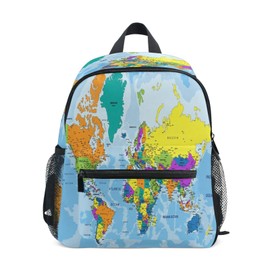 ALAZA World Map Toddler Backpack for Boys Girls,Kid Backpack with Chest Clip and Name Tag,M