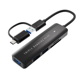 Airia TRIPLE RANGERS 2 Ports Bus Powered USB 3.0 Hub SD MicroSD Card Reader Type A Connection Type C Converter SD-UCRH3