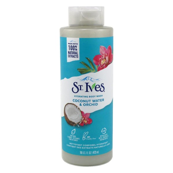 St Ives Body Wash 16 Ounce Coconut Water & Orchid (473ml) (Pack of 2)