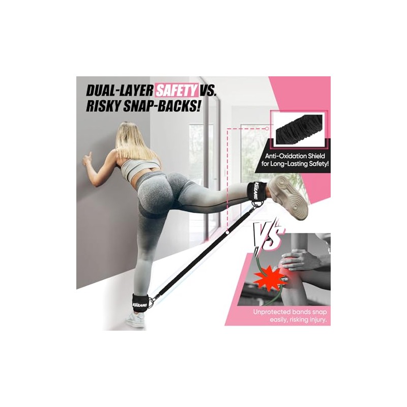 Resistance Bands Set with Ankle Straps, Glutes Workout Equipment, Ankle