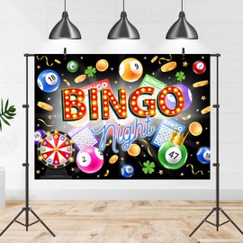 Tcoyodw Bingo Night Backdrop 7x5ft Game Time Photography Background for Adult Winning Ball Cards Coins Gaming Party Decorations Banner Photo Studio Props