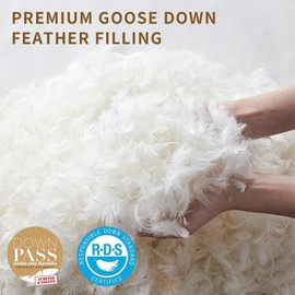 Mr. Ye Luxury Goose Feather Down Pillow for Sleeping Bed Pillows Set of 1 with Cotton Cover Hotel Collection Supportive Pillows for Back, Stomach or Side Sleepers, King Size (20x36 Inches), 1 Pack