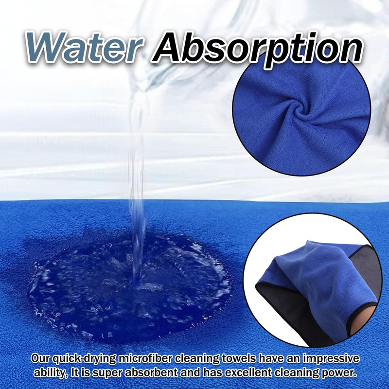 Melteine Microfibre Cleaning Cloths, Dual-Sided Car Drying Towels, Absorbent Soft