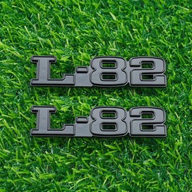 Right & Left Hood Badge 3D Emblems Nameplate Replacement for 1975-1979 "L82 L-82 2Pc (Gloss Black)