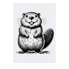 'Happy Baby Beaver' Temporary Tattoo - Water Resistant, Skin-Safe, Non-Toxic Transfer (TO00081331)