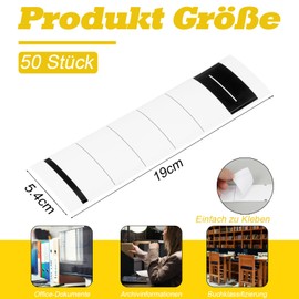 BEIMEIII 50 Stück Ordner Etiketten Selbstklebend Breit Ordnerrücken Aufkleber Weiß Ordner Rückenschilder Selbstklebend 5.4 * 19cm für 8 cm Breit Ordner