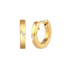 Diamore Basic Women's Creole Diamond Earrings, (0.04 ct), 925 Sterling Silver, Silver