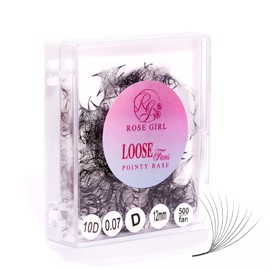 ROSE GIRL Loose Promade Fans - Natural Look Handmade Volume Eyelashes From 3D To 16D - C CC D DD Curl - False Lashes Extensions - Thickness 0.03~0.1 mm - 8~20 mm Length (10D-0.05-D (8mm))