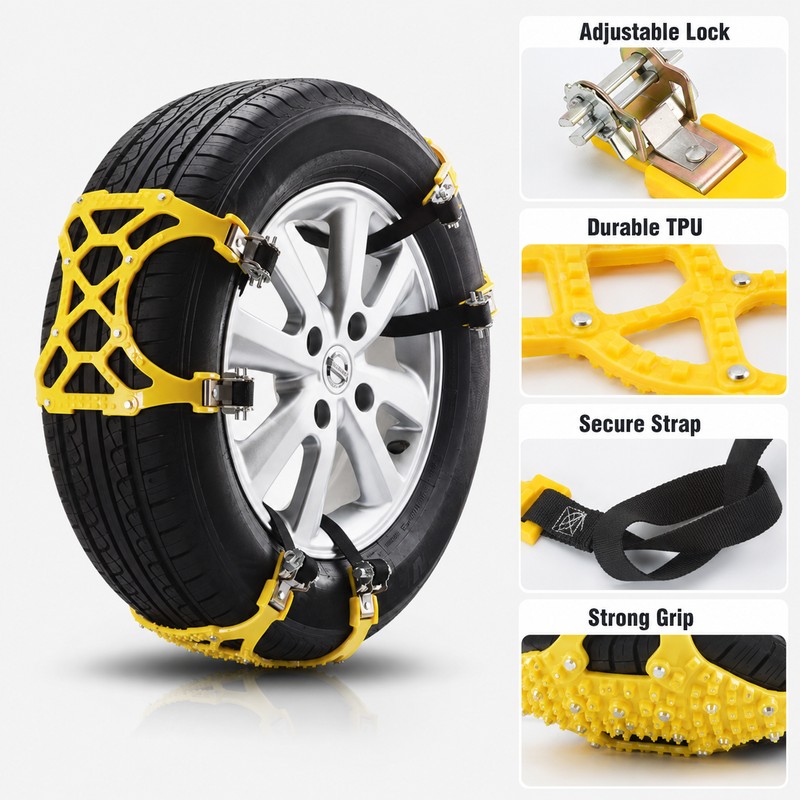 3-Piece Emergency Tire Traction Belts for Snow & Mud –