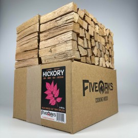 FiveOaks Firewood Kiln Dried Hickory Pizza Oven Wood, Mini 5 Inch Cooking Wood for Ooni, Gozney, Bertello Pizza Ovens - Approx 16lbs Product of USA (1,000 Cubic Inches)