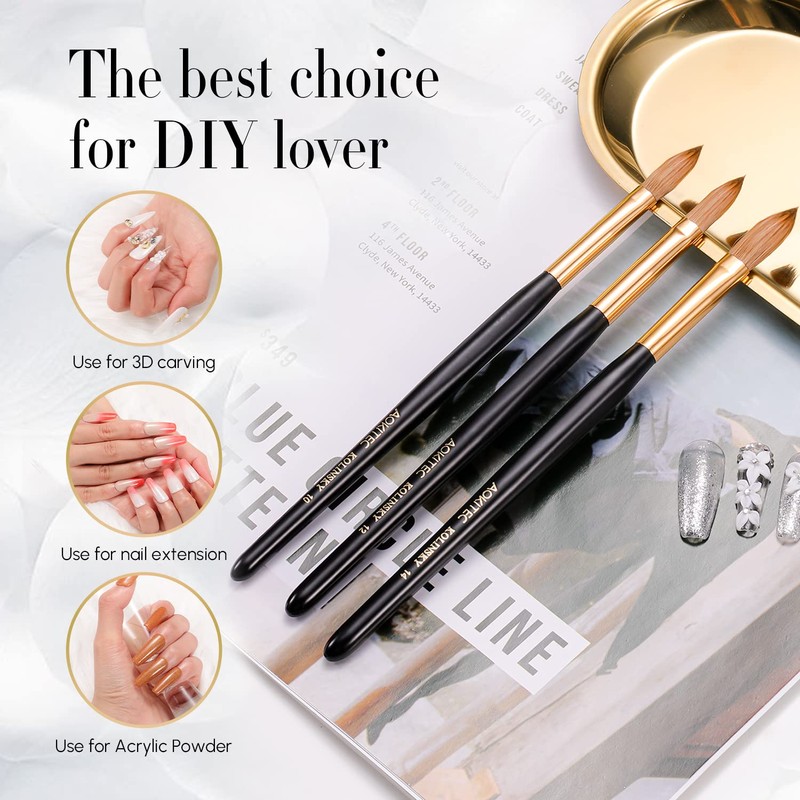 Acrylic Brush for Nails Aokitec 100% Sable Kolinsky Nail Brush