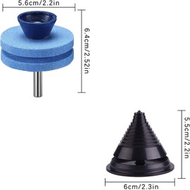 4PCS Lawn Mower Blade Sharpener, Double Layer Corundum Lawnmower Blade Sharpener with Blade Balancer, Universal Wear Resistant Mower Blade Sharpener for Any Power Drill Hand Drill