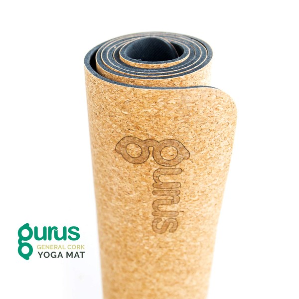 GURUS Sweat Proof Durable Cork Yoga Mat 5mm Thick Non