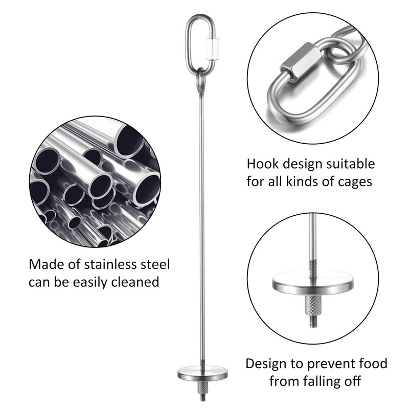 URBEST Bird Food Holder, Bird Feeders, Stainless Steel Parrot Fruit