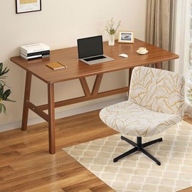 Buenanir Armless Office Chair Cover Waterproof Criss Cross Chair Slipcover Jacquard Mid Back Accent Chair Cover Vanity Slipper Swivel Chair Protector for Living Room Yellow