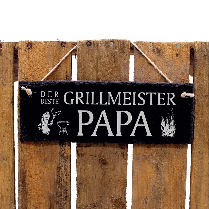 Sign "Der Beste Grillmeister Papa" Slate 22 x 8 cm