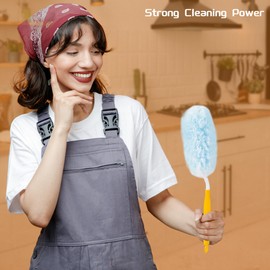 50 Count Duster Refills 360 Heavy Duty Duster Refills Compatible with Swiffer Dusters for Cleaning Home Unscented Disposable Dusters (Blue) (50 Count+3 Handle)