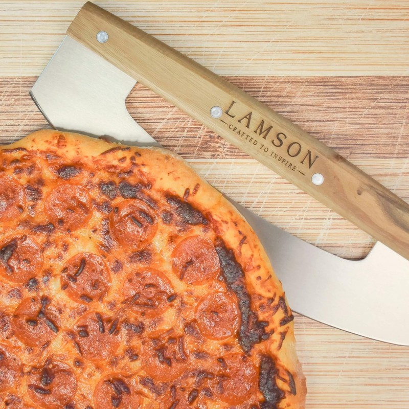 Lamson 14" Pizza Cutter and Rocker with Solid Walnut Handle