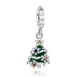 Rimgoris 925 Sterling Silver Charm for women bracelets necklace Green Christmas Tree Charms Women Bracelet Charm