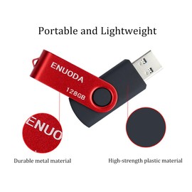 ENUODA 128GB USB Flash Drive Thumb Drive 128GB Swivel Design USB 2.0 Memory Stick High Capacity Jump Drive Pen Drive for Laptop PC Computer (Red)