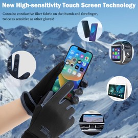 XDSP Touchscreen Gloves Men Women Sports Gloves Thermal Winter Gloves Non-Slip Outdoor Running Gloves Warm Windproof Waterproof Cycling Gloves for Running Cycling Hiking