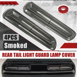 ZJTBLL 4 Pieces Set Smoked Black Tail Light Covers Compatible with Dodge Challenger 2015-2023 Models, ABS No-Drill Adhesive Protector Exterior Accessories