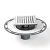 Square Shower Drain w/PVC Bonding Flange Base, 6" Brushed