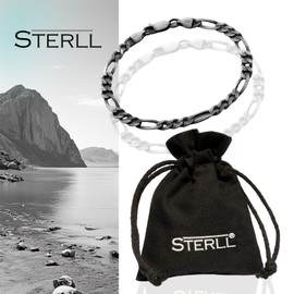STERLL Men's Bracelet Silver 925 Black Oxidised Sustainable Packaging Small Gifts, Sterling Silver, Without Stone