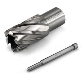 Annular Cutter JESTUOUS 15/16 Inch Cutting Diameter 3/4 Weldon Shank 1 Cutting Depth with Pilot Pin Slugger Bits HSS Kit for Magnetic Drill Press,1 Piece