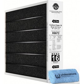 Lennox X6672 16x25x5 Furnace Filter, Lennox Healthy Climate Carbon Clean Merv 16 Home HVAC Air filter with Cleaning Cloth