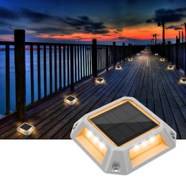 VOLISUN Solar Driveway Lights Dock Deck Light 8-Pack,2 Colors in 1,Solar Powered 1200mAh Battery,Waterproof Outdoor Warning Step Light for Driveway (2 Colors Lighting,White/Warm White)