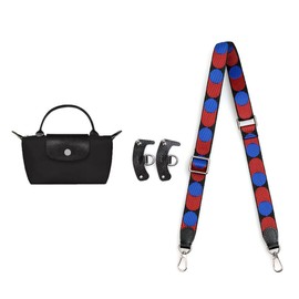 jiesinlov Canvas Purse Straps Replacement Crossbody Adjustable Shoulder Strap for Long Champ MINI Le Pliage or Replay(BLACK&COFFEE)