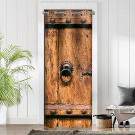 Rustic Barn Door Curtains for Doorways, Farmhouse Blackout Privacy Curtain for Doorway, Sound Proof Room Divider Drapes Closet Curtain for Bedroom Living Room, 42 x 80 Inch