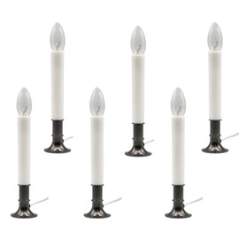 Creative Hobbies Electric Window Candle Lamp with Pewter Plated Base, On/Off Switch, Light Bulb, Ready to Use! - 6 Pack