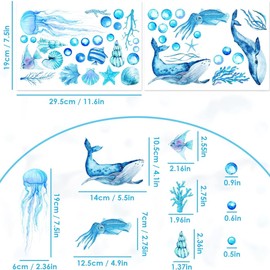 Glow in The Dark Fish Wall Stickers, Theme Fluorescent Stickers Luminous Fish Wall Stickers Under The Sea Wall Sticker Animal Stickers for Kids Nursery Bedroom Bathroom Decor