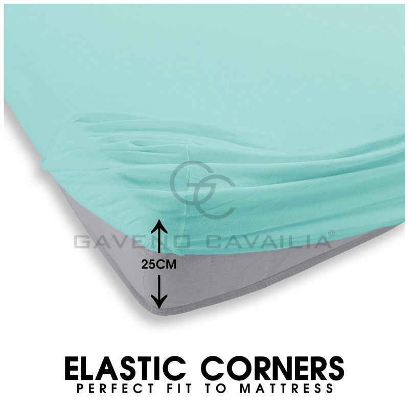 Aqua Fitted Sheet King Size - Wrinkle Free Plain Dyed