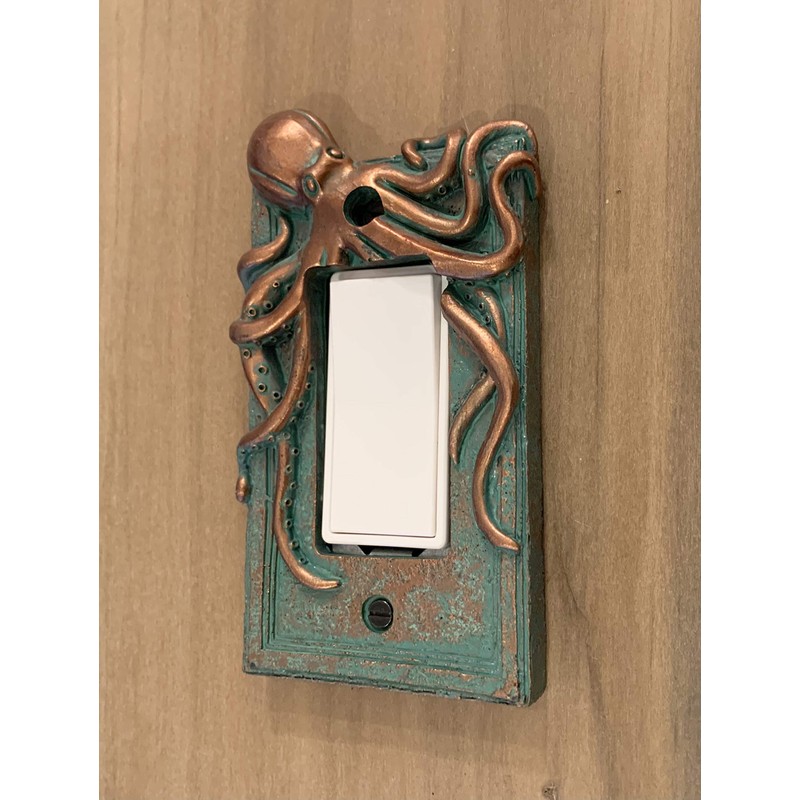 Top Brass Large Octopus/Kraken Electrical Cover Wall Plate Bronze/Verdigris Finish