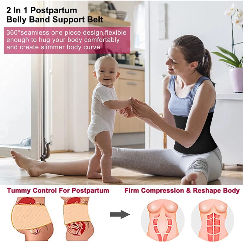 Women's Waist Trainer Shaper Postpartum Belly Recovery Girdle Tummy Control