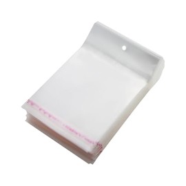 FSSTUD 100 sacchetti di plastica trasparente con foro per appenderlo, chiusura autosigillante, sacchetti in cellophane da appendere per gioielli, sacchetti autoadesivi richiudibili, per orecchini