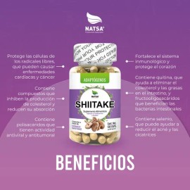 Shiitake 100 Cápsulas, Adaptógeno, Refuerza tu Sistema Inmunológico, Antioxidante, Rico en Vitaminas y Aminoacidos, Calidad Premium