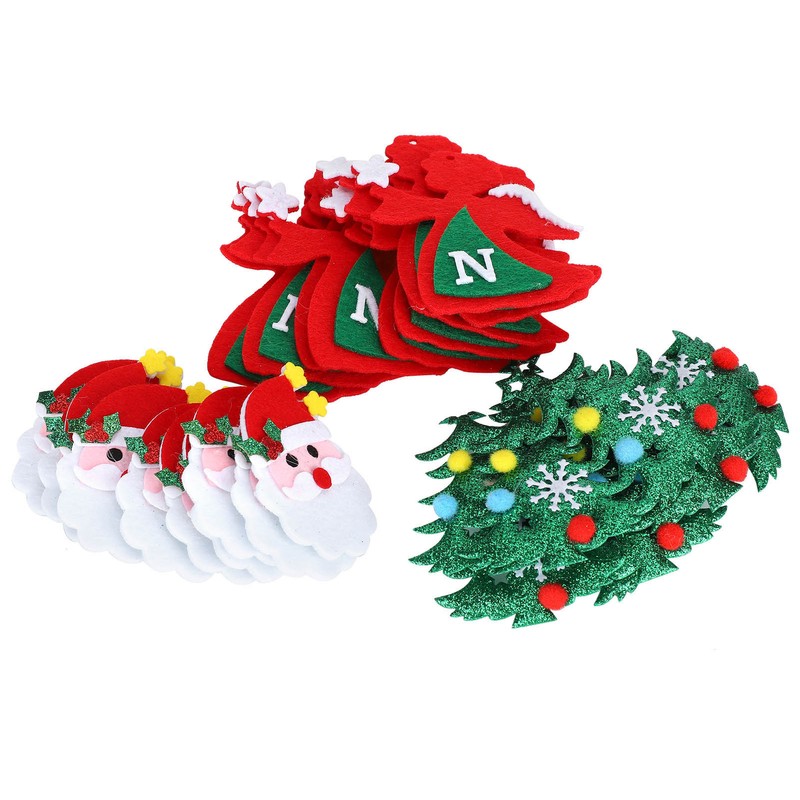 30Pcs Christmas Tree Felt Wall Hanging Door Murals Kids Gifts