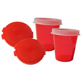 Tupperware Set of 2 Round Pill Keepers and 2 Midgets Containers in Red