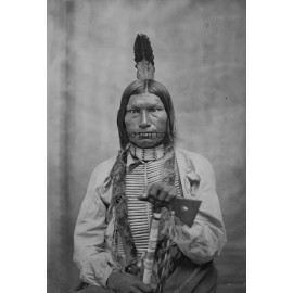 CHIEF LOW DOG NATIVE AMERICAN WARRIOR HOLDING HATCHET 13X19 PHOTO