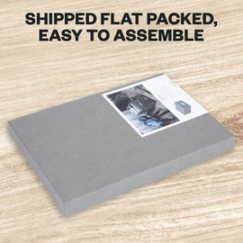 Bigso Karin Collapsible Storage Box - Photo Storage Box with Labelframe for Easy Identification - Simple Assembly without Tools - Decorative Storage Boxes with Lids - 8.9in x 12.4in x 5.4in - Gray