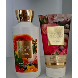 Bath BodyBrightest Bloom Body Wash with Pro-Vitamin B5 & Aloe 10 fl oz, Creamy Body Scrub with Shea Butter 8 oz