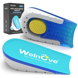 Welnove Shoe Inserts Gel Heel Cushion Cup for Achilles Tendonitis, Plantar Fasciitis, Heel Pain, Heel Spur, 0.6" 1" Height Heel Lift Support for Women 4.5-7.5 & Men 4-6(2 Pair)