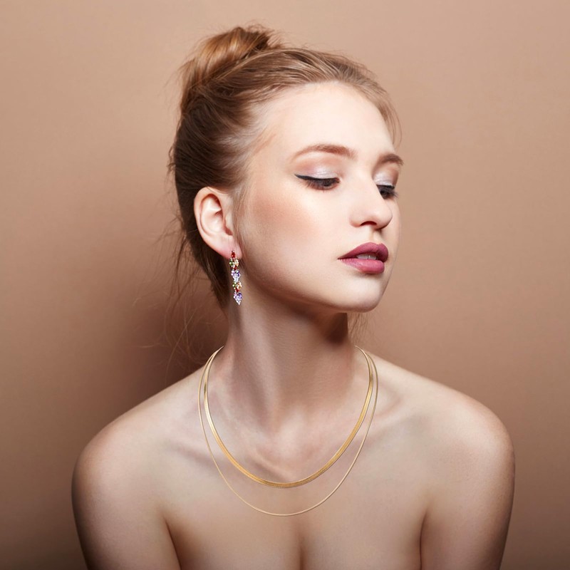 Mikovivi Gold Snake Chain Necklace, Dainty Gold Stack Necklace Gold