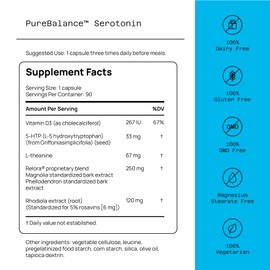Quality of Life Quality of Life Pure Balance Serotonin PremiumCHelps Boost Serotonin & Cortisol Levels - Includes 5-HTP, Venetron, Sensoril, Vitamin D3 & L-TheanineC90 Capsules