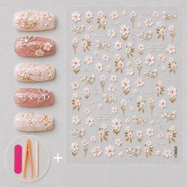 LeoRin Nail Sticker Set of 2 Self Nail Art Deco Face Cubic Nail Tool Included, 1 Piece, 01 Cherry Blossom / LeoRin 네일스티커 2매 세트 셀프 네일아트 데코 페이스큐빅 네일도구 포함, 1개, 01 벚꽃